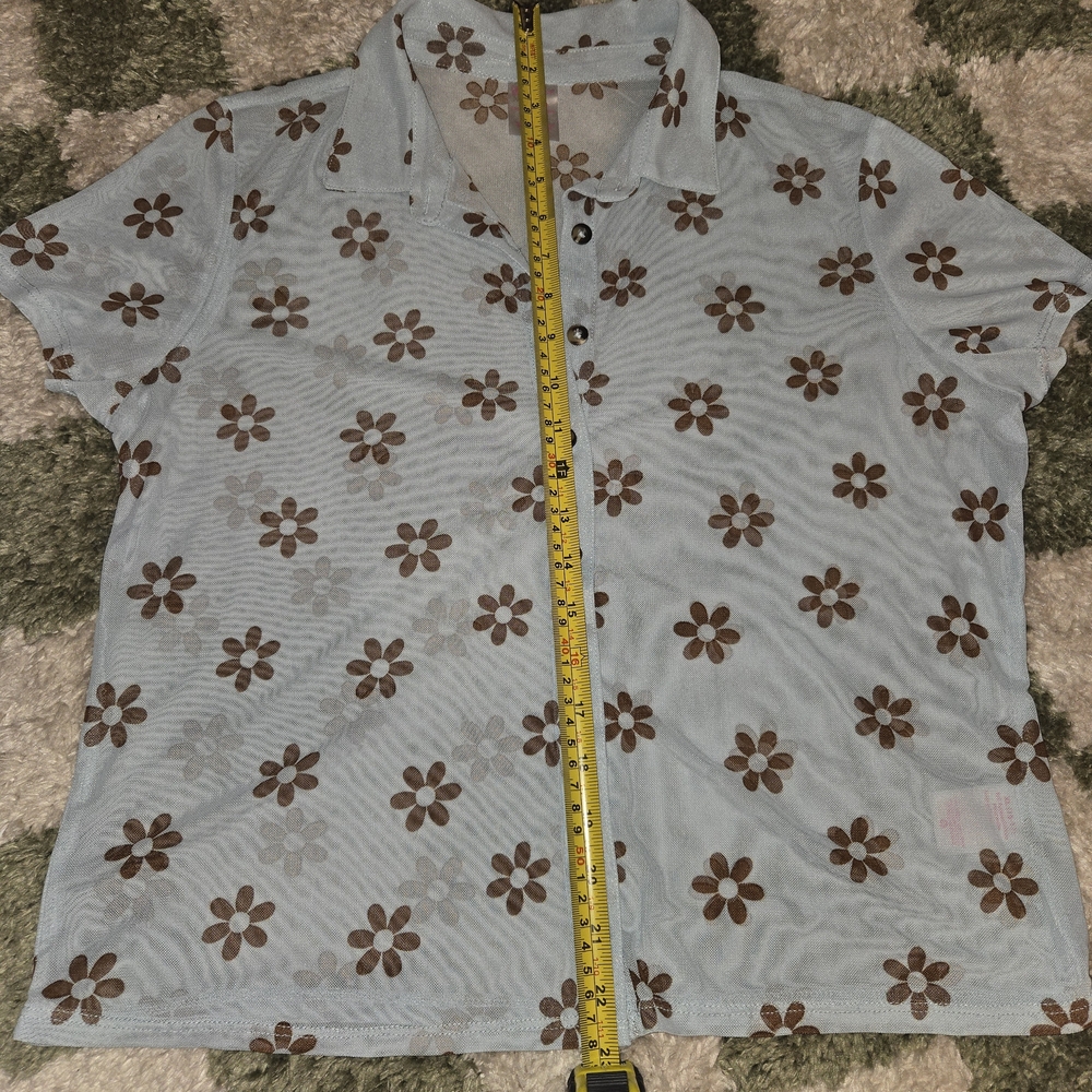 No Boundaries Sheer Blue Floral Top